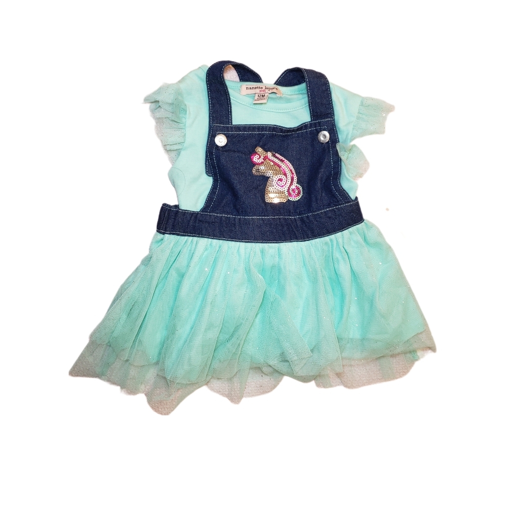 NWT Nanette Lepore 12m Tulle Overalls Dress with Tee Shirt Matching Set